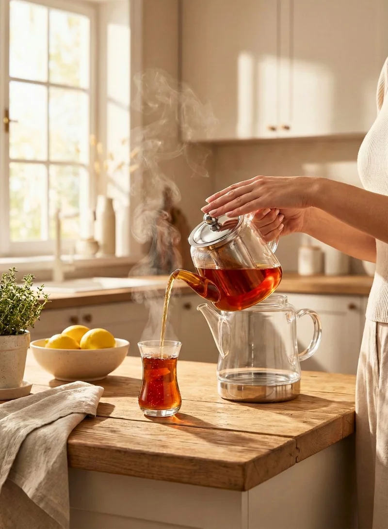 1Chase  Borosilicate Glass Turkish Tea Maker Çaydanlık Set, 450ML Teapot & 1500ML Kettle  | Best Price UAE
